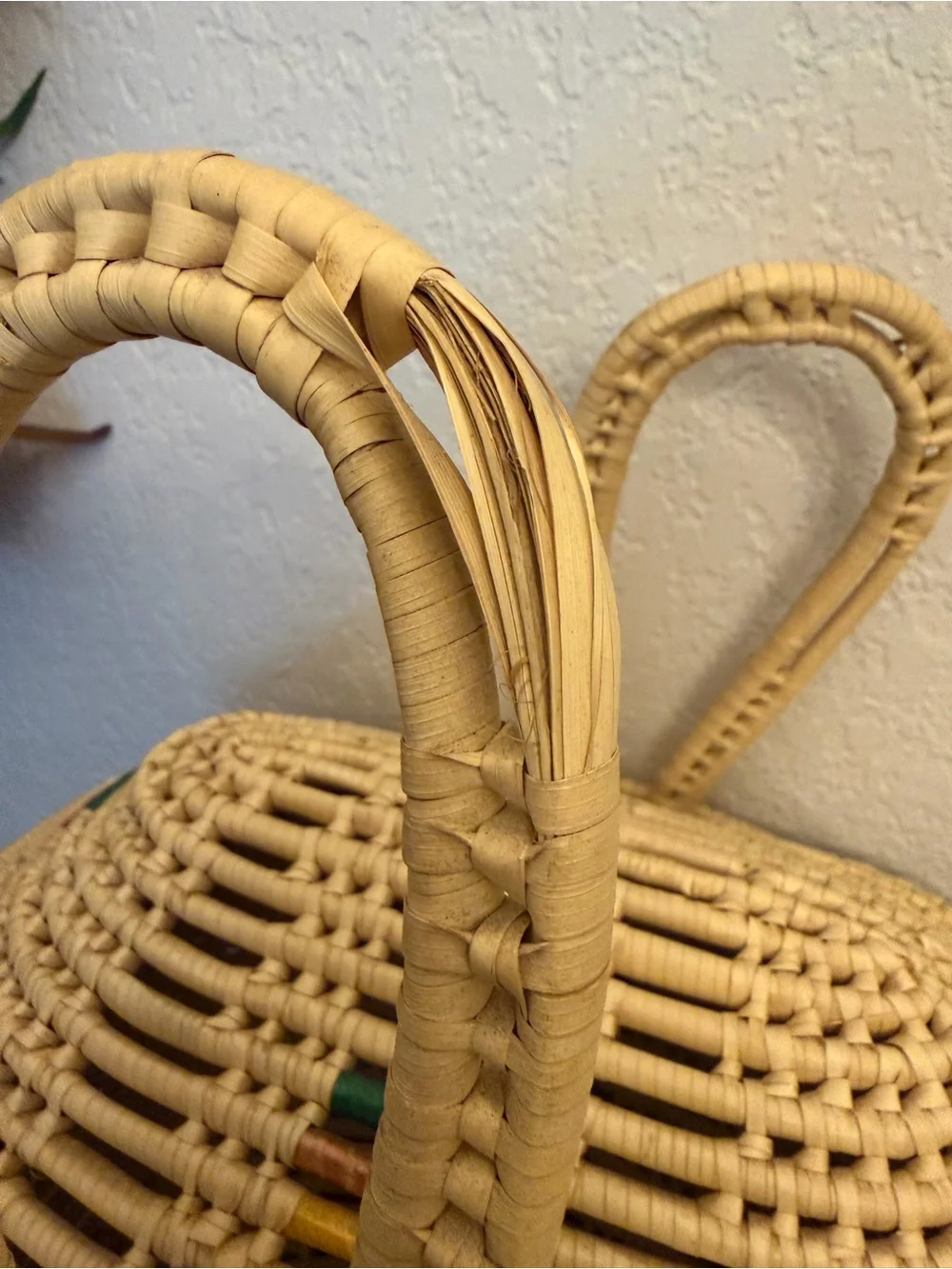 Seagrass Hand Woven Storage Display Basket With Lid & Handles 15x10x16 Boho Vtg
